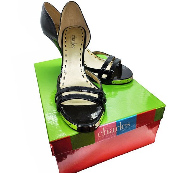 BLACK PATENT LEATHER CHARLES DAVID JAGGER SHOES. SIZE 8B. WORN ONCE INDOORS ONLY - Picture 2 of 4
